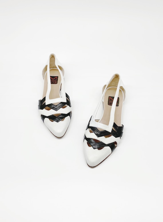 Vintage Maud Frizon Cut Out Two Tone Slip On Flats