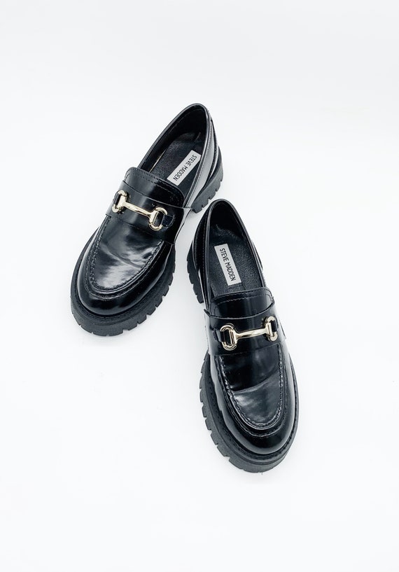 Y2K Steve Madden Black Patent Chunky Platform Loafers - Etsy