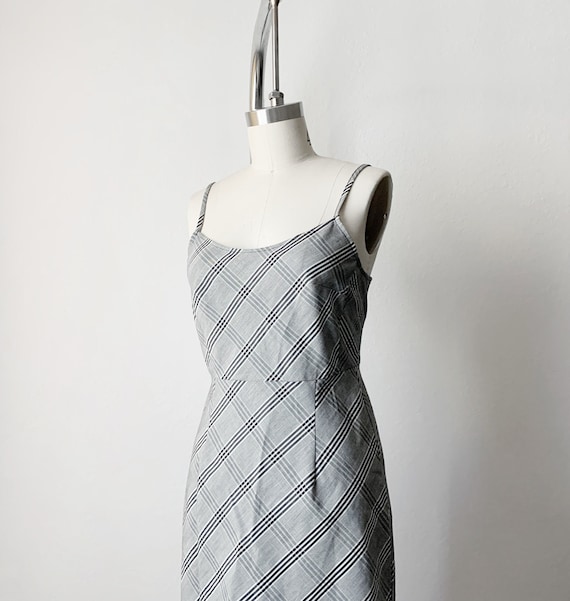 Vintage Y2K Gray Plaid Cami Dress - image 3