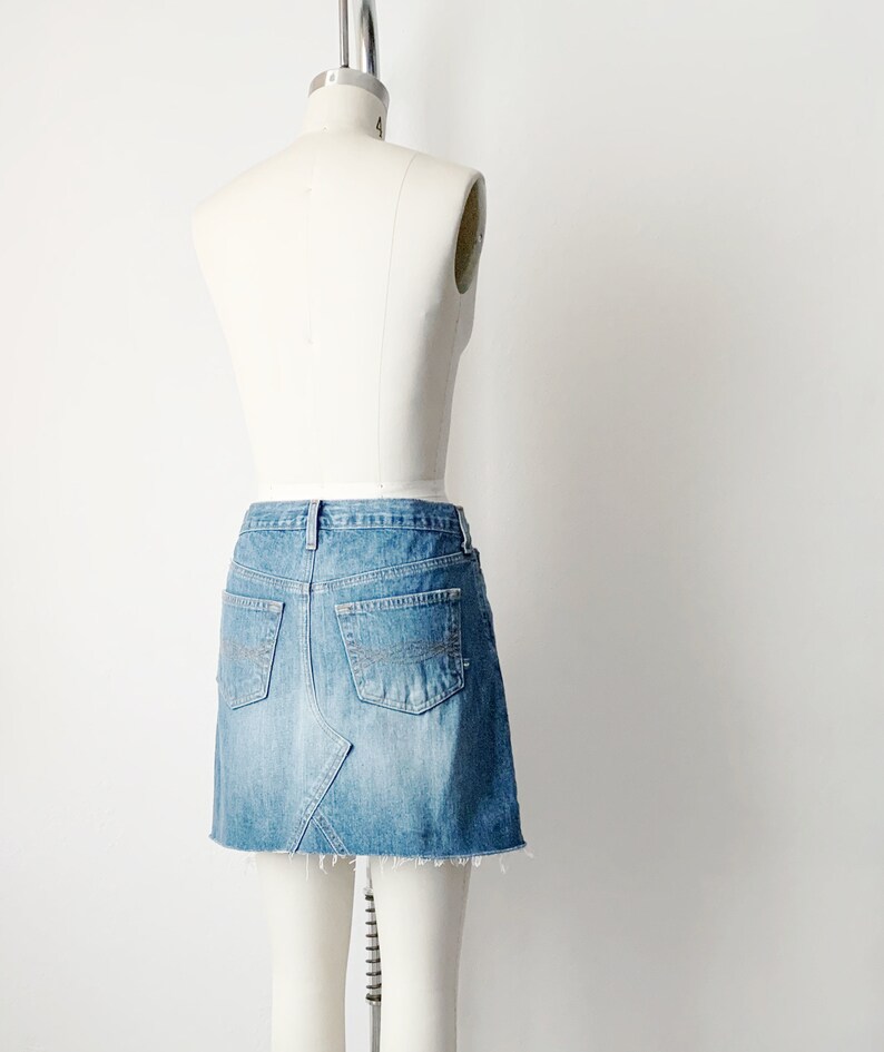 Vintage Y2K Abercrombie and Fitch Low Waist Raw Ham Denim Skirt image 4