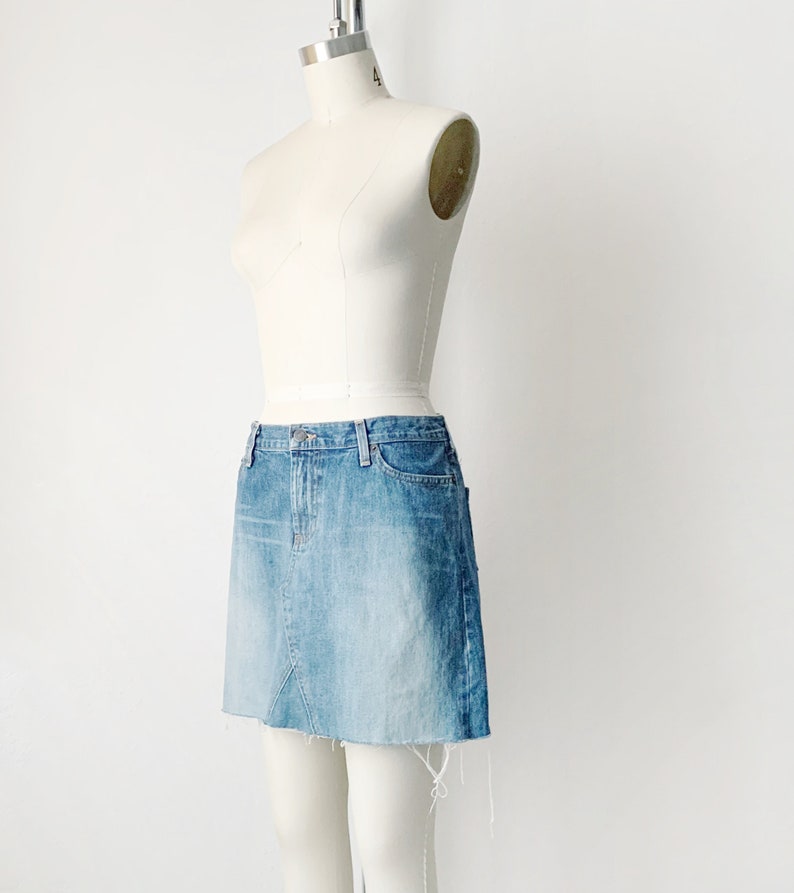 Vintage Y2K Abercrombie and Fitch Low Waist Raw Ham Denim Skirt image 5