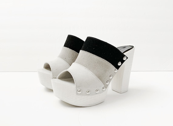 Vintage 90s Charles David Studded Slides Platform… - image 3