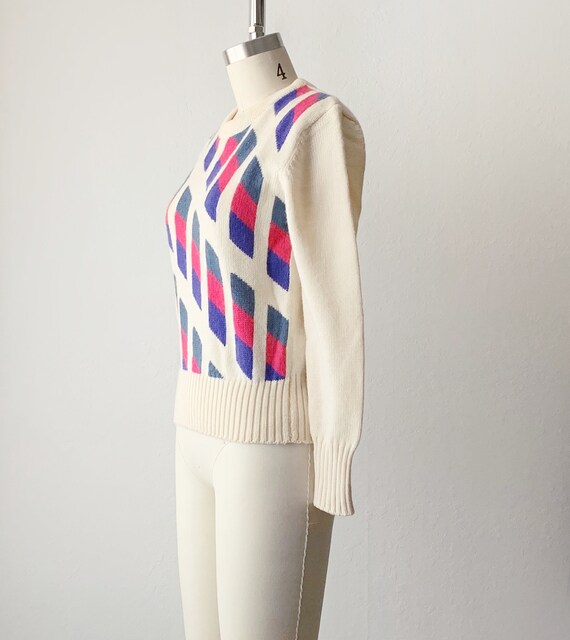 Vintage 1970s Geometric Crew Neck Pullover Sweater - image 6