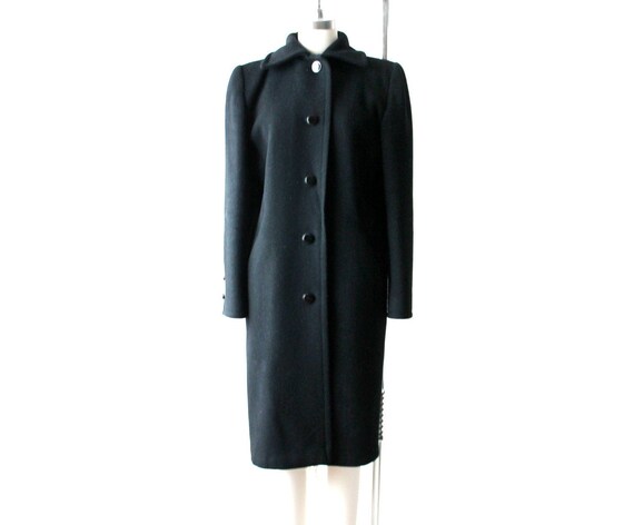 Vintage GIVENCHY Style I Magnin Black Wool Coat