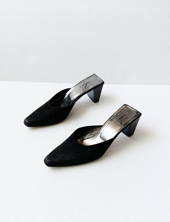 1990s CK Black Minimalist Mules Platforms