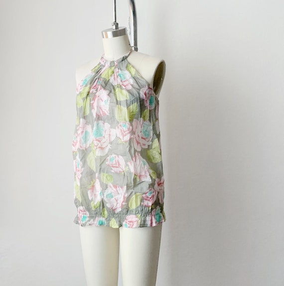 Y2K Benetton Floral Halter Top