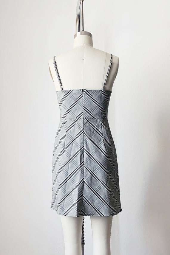 Vintage Y2K Gray Plaid Cami Dress - image 7