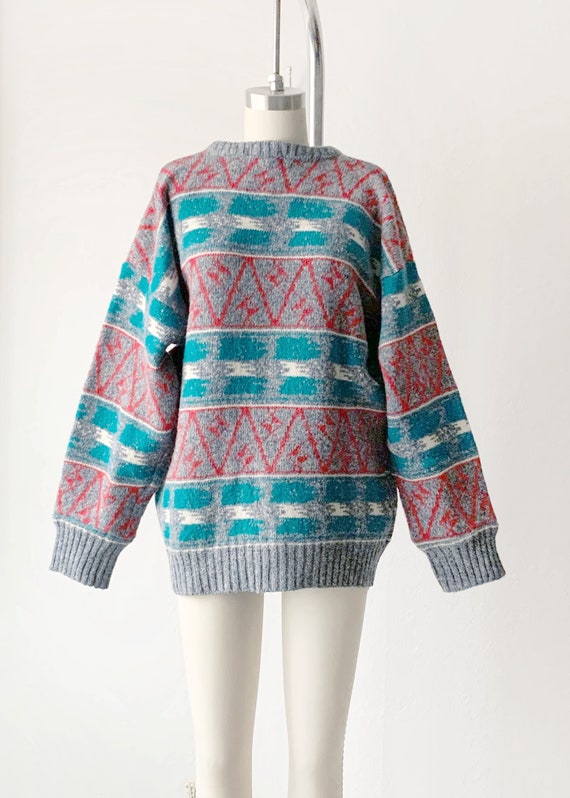 Vintage 90s Geometric Oversized Chunky Sweater - image 4