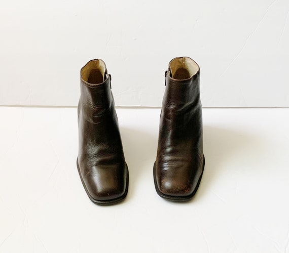 1990s INC Brown Block Heels Chelsea Ankle Boots