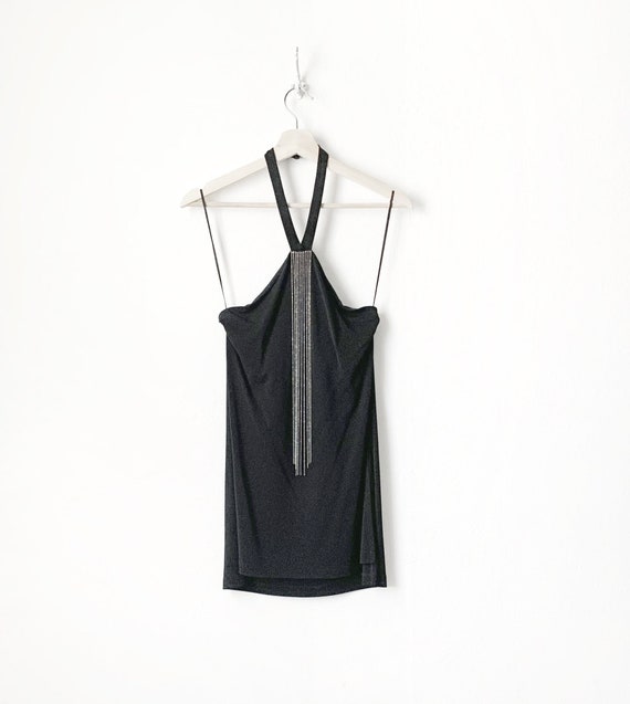 Vintage Y2K AX Armani Exchange Fringe Chain Halter Tunic Top - Etsy Vintage Y2K AX Armani Exchange Fringe Chain Halter Tunic Top - Etsy