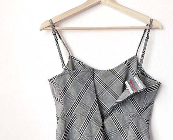 Vintage Y2K Gray Plaid Cami Dress - image 5