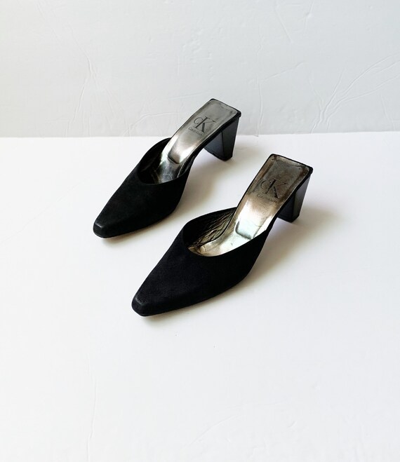 1990s CK Black Minimalist Mules Platforms