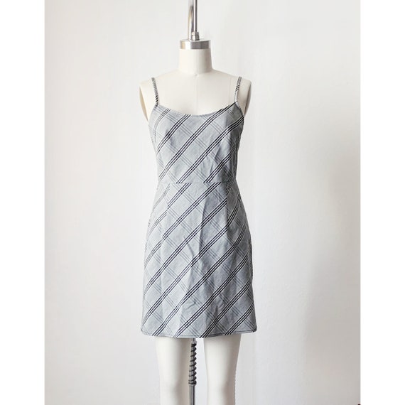 Vintage Y2K Gray Plaid Cami Dress - image 4