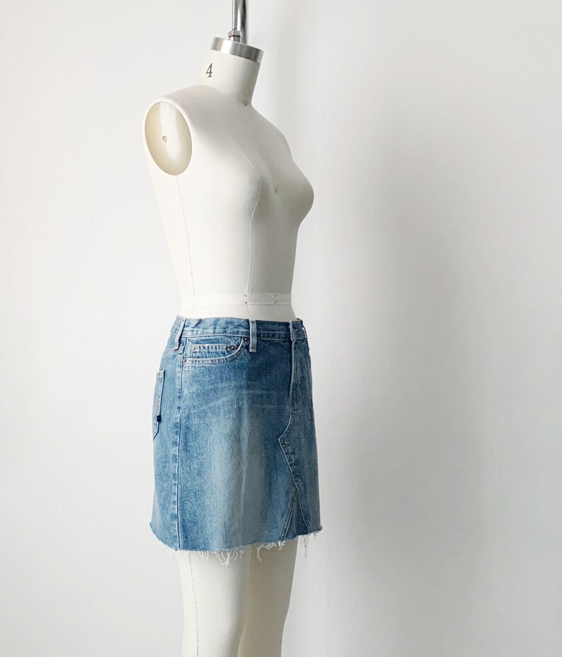 Vintage Y2K Abercrombie and Fitch Low Waist Raw Ham Denim Skirt image 6