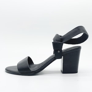 Intentionally Blank Black Leather Slides Slingback Platforms Sandals