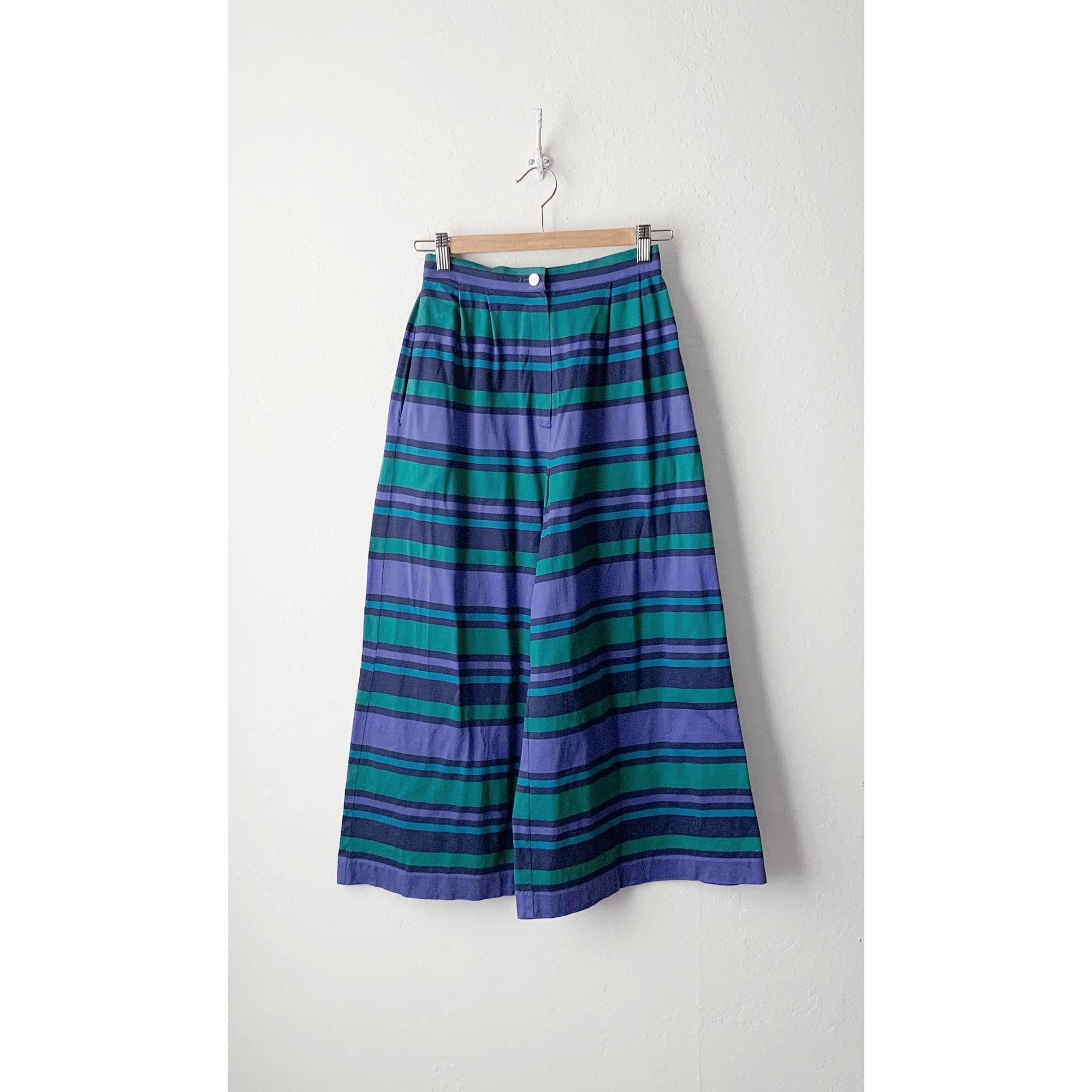 Cacharel, Vintage 70s Cacharel Striped Culottes Gaucho Wide Legs Pants