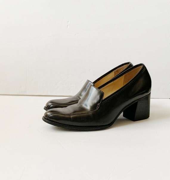 Vintage Brown Leather Loafer Platforms