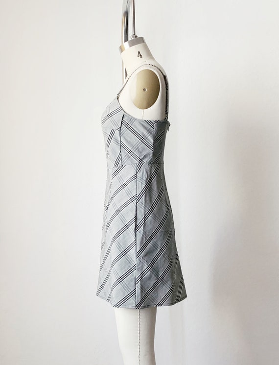 Vintage Y2K Gray Plaid Cami Dress - image 8