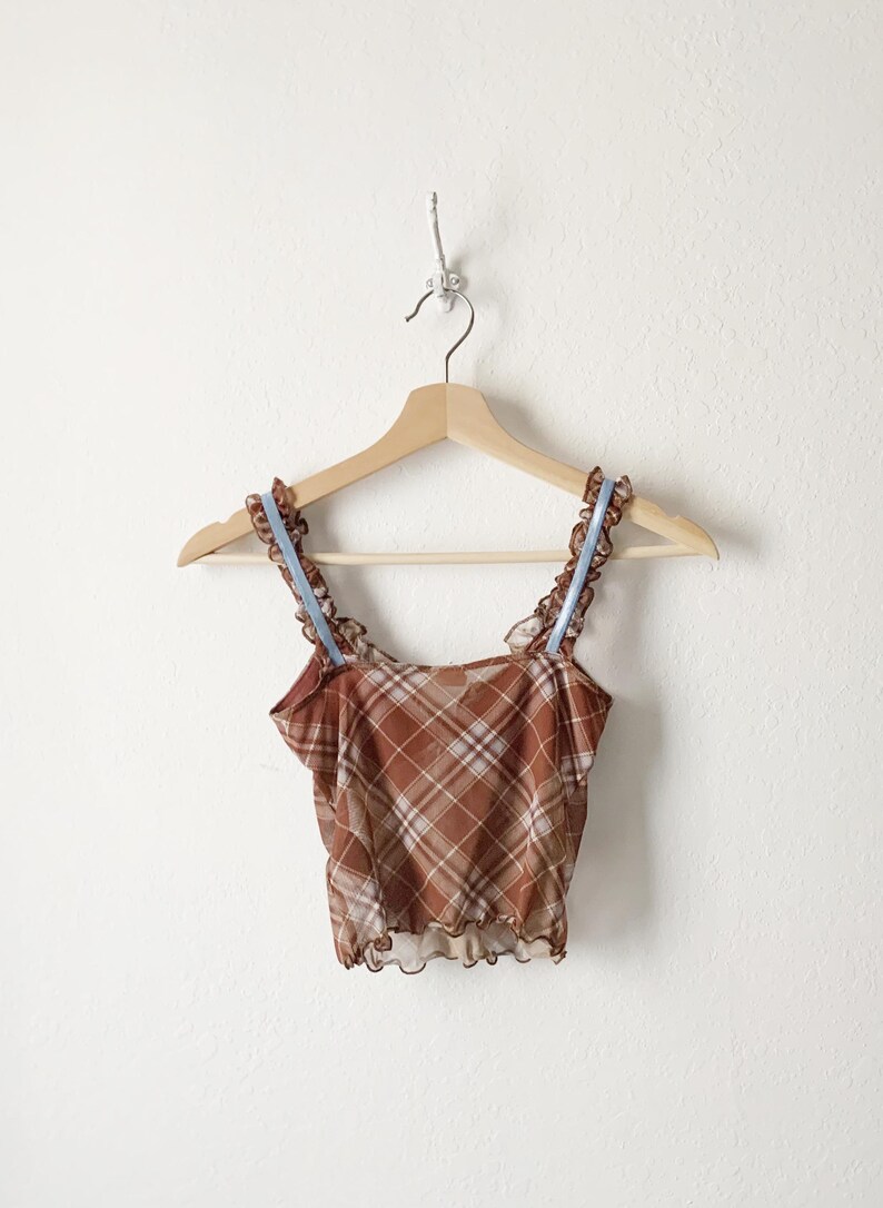 Y2K Urban Outfitters Brown Plaid Cami Top image 9