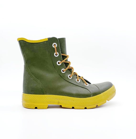 Botas de lluvia vintage Converse verde militar Etsy Espana