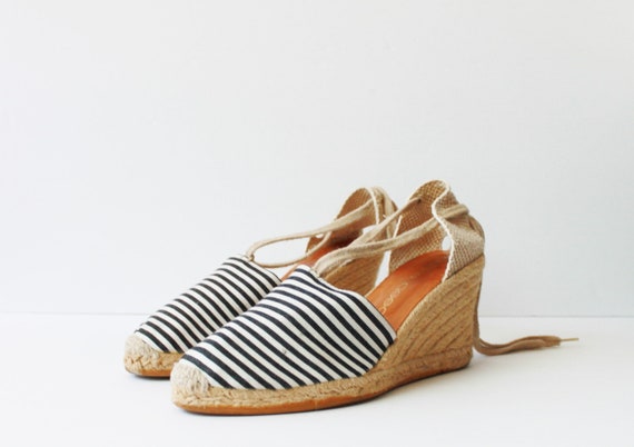 striped espadrilles wedge