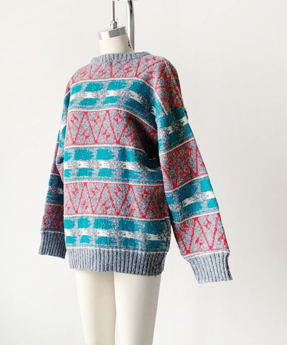Vintage 90s Geometric Oversized Chunky Sweater - image 6