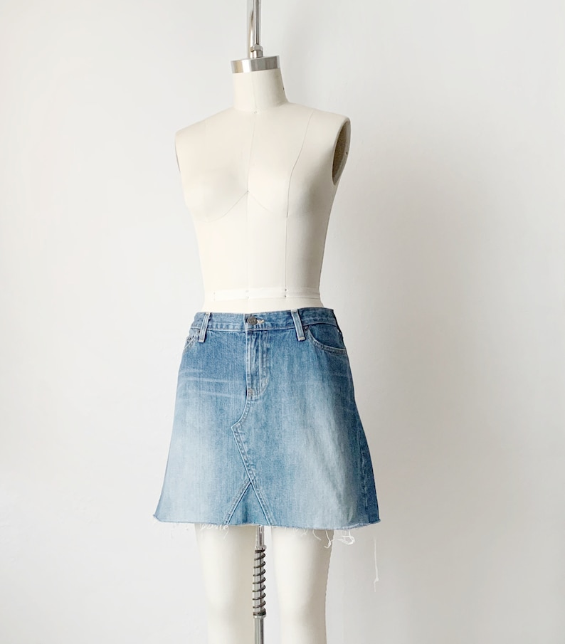 Vintage Y2K Abercrombie and Fitch Low Waist Raw Ham Denim Skirt image 7