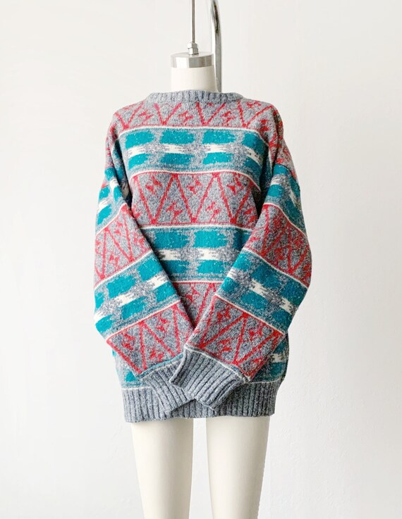 Vintage 90s Geometric Oversized Chunky Sweater - image 3
