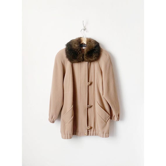 YILON FUR COLLAR CLASSICAL COAT ベージュ Faux Fur Collar Fur Lined Coat Vintage Vintage Fur Collar