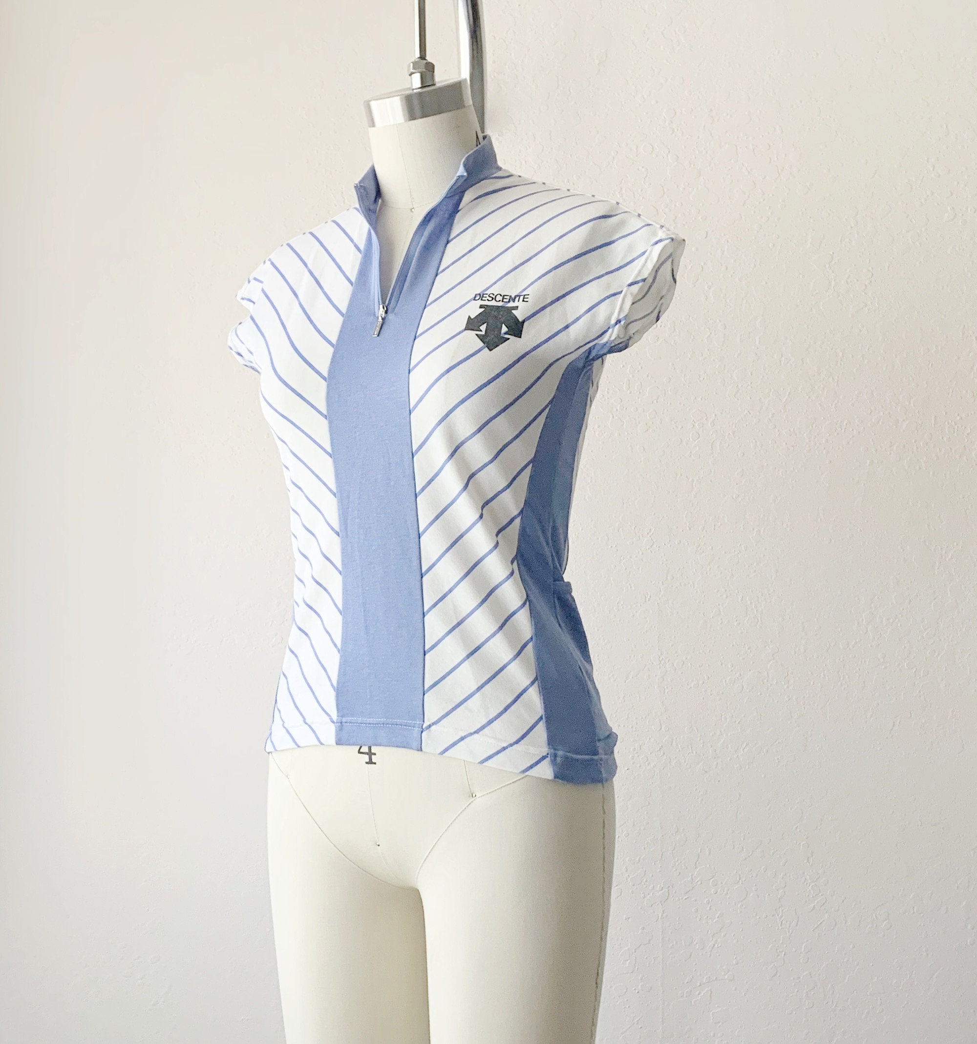 DESCENTE - yu-ma Vintage Y2K Descente Quarter Zip Purple Chevron Striped Top