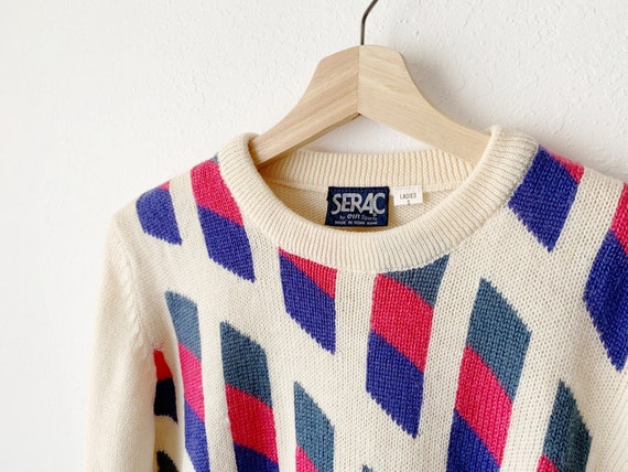 Vintage 1970s Geometric Crew Neck Pullover Sweater - image 4