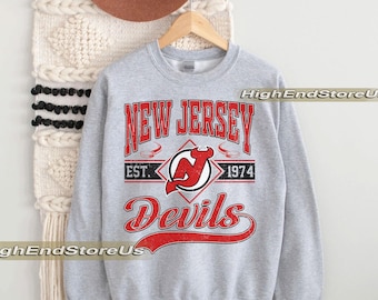 New Jersey Devil Sweatshirt, Vintage New Jersey hockey shirt, New Jersey Hockey Crewneck, Devils Hockey youth sweater, Hockey Fan gift