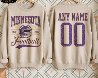 Personalized Minnesota Football Sweatshirt, Minnesota Football tshirt, Minnesota football Tee, Custom Football Shirt, Football Number Shirt