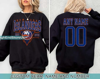 Personalized New York Hockey Sweatshirt, New York Islanders crewneck, New York Hockey shirt, Custom Hockey Shirt, Hockey Number Shirt