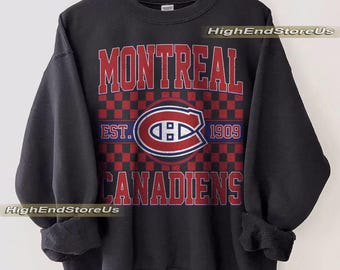 Montreal Canadien Sweatshirt, Vintage Montreal Hockey-Shirt, Montreal Hockey Rundhalsausschnitt, Canadiens Hockey-Jugendpullover, Hockey-Fangeschenk