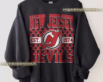 New Jersey Devil Sweatshirt, Vintage New Jersey hockey shirt, New Jersey Hockey Crewneck, Devils Hockey youth sweater, Hockey Fan gift