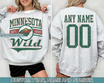 Bluza Vintage Minnesota Wild, Koszulka Retro Minnesota, Koszulka kibica hokeja Minnesota, Bluza Minnesota, Koszulka hokejowa na zamówienie