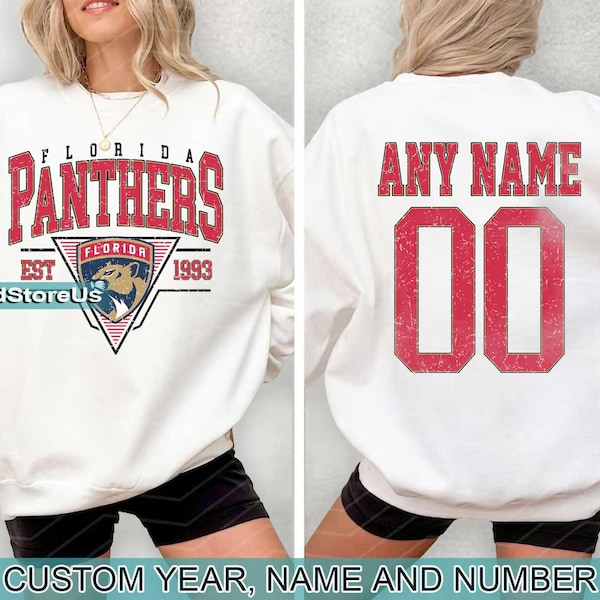 Personalized Florida Hockey Sweatshirt, Florida Panthers crewneck, Florida Hockey shirt, Custom Hockey Shirt, Hockey Number Shirt