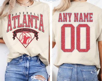 Customized Atlanta  tshirt,  baseball Tee, Funny Baseball t-shirt, Atlanta baseball Tee, Custom baseball mom, Baseball Gift tee