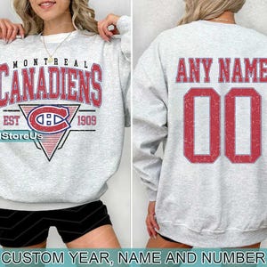 Personalized Montreal Hockey Sweatshirt, Montreal Canadiens crewneck, Montreal Hockey shirt, Custom Hockey Shirt, Hockey Number Shirt