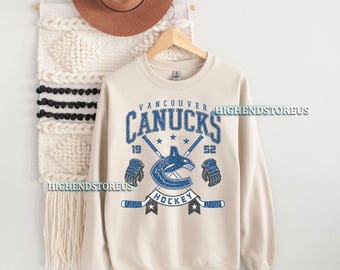 Felpa vintage da hockey di Vancouver, maglietta da hockey retrò di Vancouver, maglietta da tifoso di hockey di Vancouver, maglione di Vancouver, maglietta da hockey personalizzata