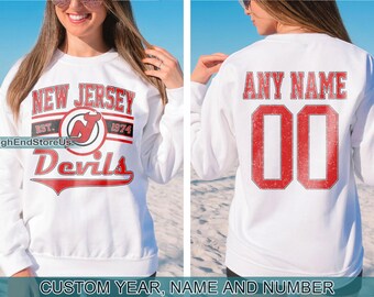 Vintage New Jersey Devils Sweatshirt, Retro New Jersey shirt, New Jersey Hockey Fan shirt, New Jersey Sweatshirt, Custom hockey tee