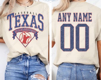 Camisa personalizada do Texas, camiseta de beisebol, camiseta engraçada de beisebol, camiseta de beisebol do Texas, mãe de beisebol personalizada, camiseta de presente de beisebol