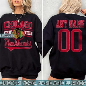 Vintage Chicago Blackhawks Sweatshirt, Retro Chicago shirt, Chicago Hockey Fan shirt, Chicago Sweatshirt, Custom hockey tee