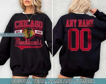 Bluza Vintage Chicago Blackhawks, Koszulka Retro Chicago, Koszulka Chicago Hockey Fan, Bluza Chicago, Koszulka hokejowa na zamówienie