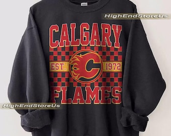 Calgary Flame Sweatshirt, Vintage Calgary hockey shirt, Calgary Hockey Crewneck, Flames Hockey youth sweater, Hockey Fan gift