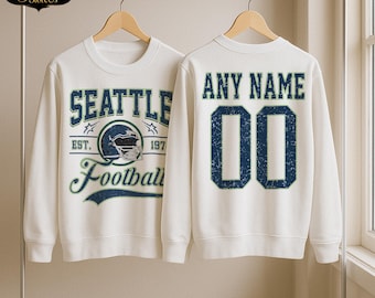 Personalized Seattle Football Sweatshirt, Seattle Football tshirt, Seattle football Tee, Custom Football Shirt, Football Number Shirt