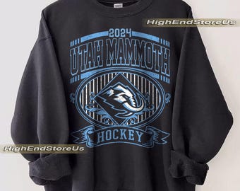 Vintage Utah Mammoth Eishockey Rundhals-Sweatshirt, Kundenspezifisches Hockey-Sweatshirt, Geschenke für Utah-Fans, Unisex, T-Shirt, Trending