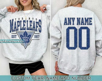 Personalizowana bluza hokejowa Toronto, okrągły dekolt Toronto Maple Leafs, koszulka hokejowa Toronto, spersonalizowana koszulka hokejowa, koszulka z numerem hokejowym
