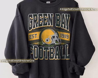 Sudadera vintage de fútbol americano de Green Bay, cuello redondo con casco deportivo retro, suéter clásico del orgullo de Wisconsin, ropa para fanáticos del día del partido